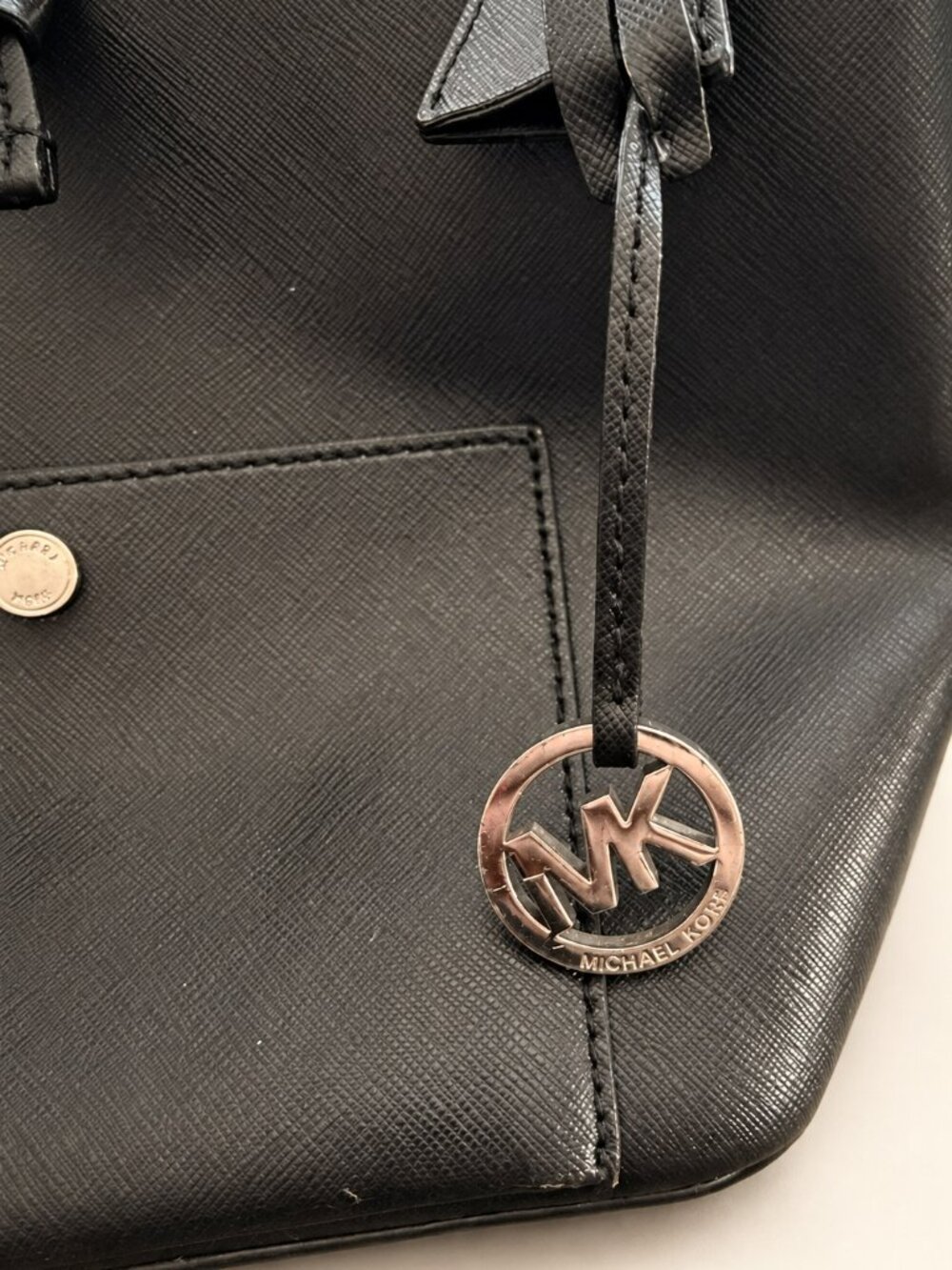 Michael Kors Black Drawstring Bucket Bag with MK Charm & Long Strap - Picture 3 of 4